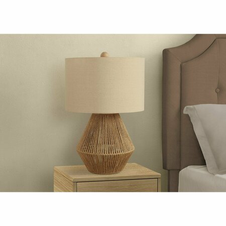 Monarch Specialties Lighting, 22 in.H, Table Lamp, Brown Rope, Beige Shade, Transitional I 9628